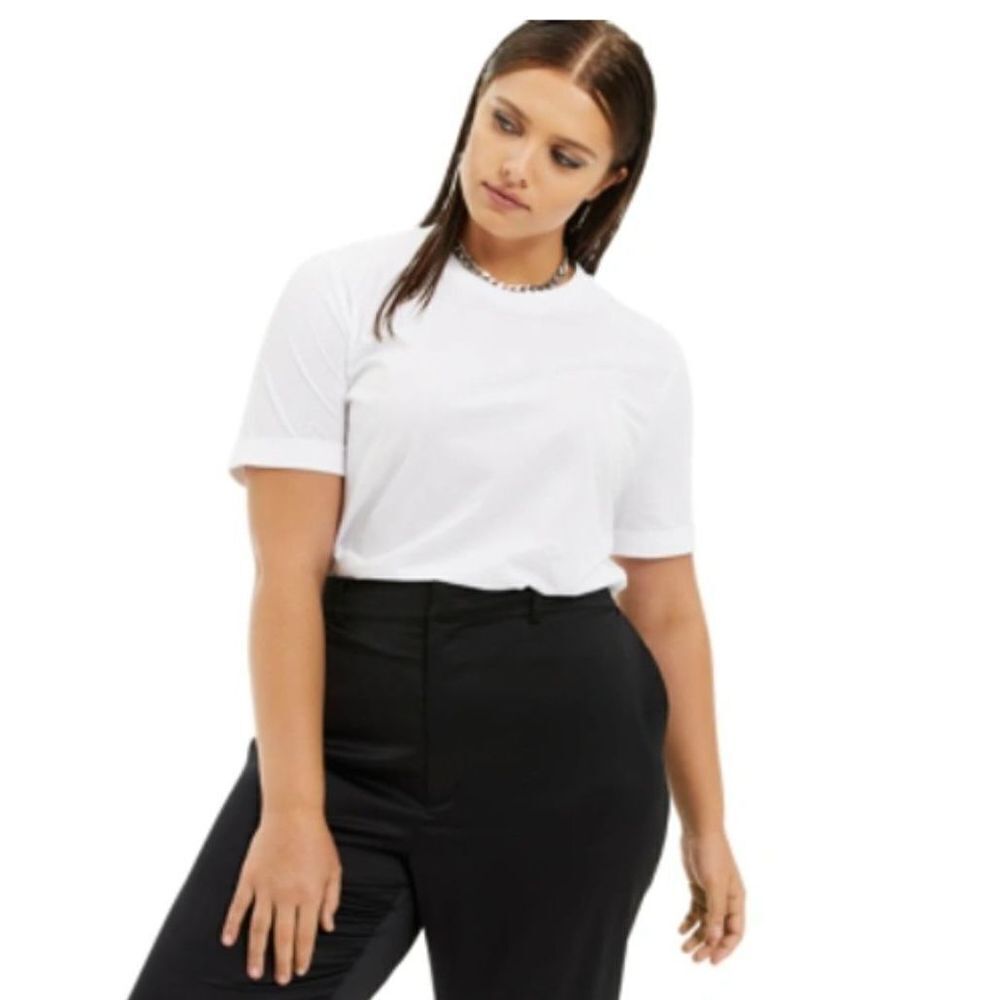 DANIELLE BERNSTEIN Plus Size T-Shirt Bodysuit White 2X